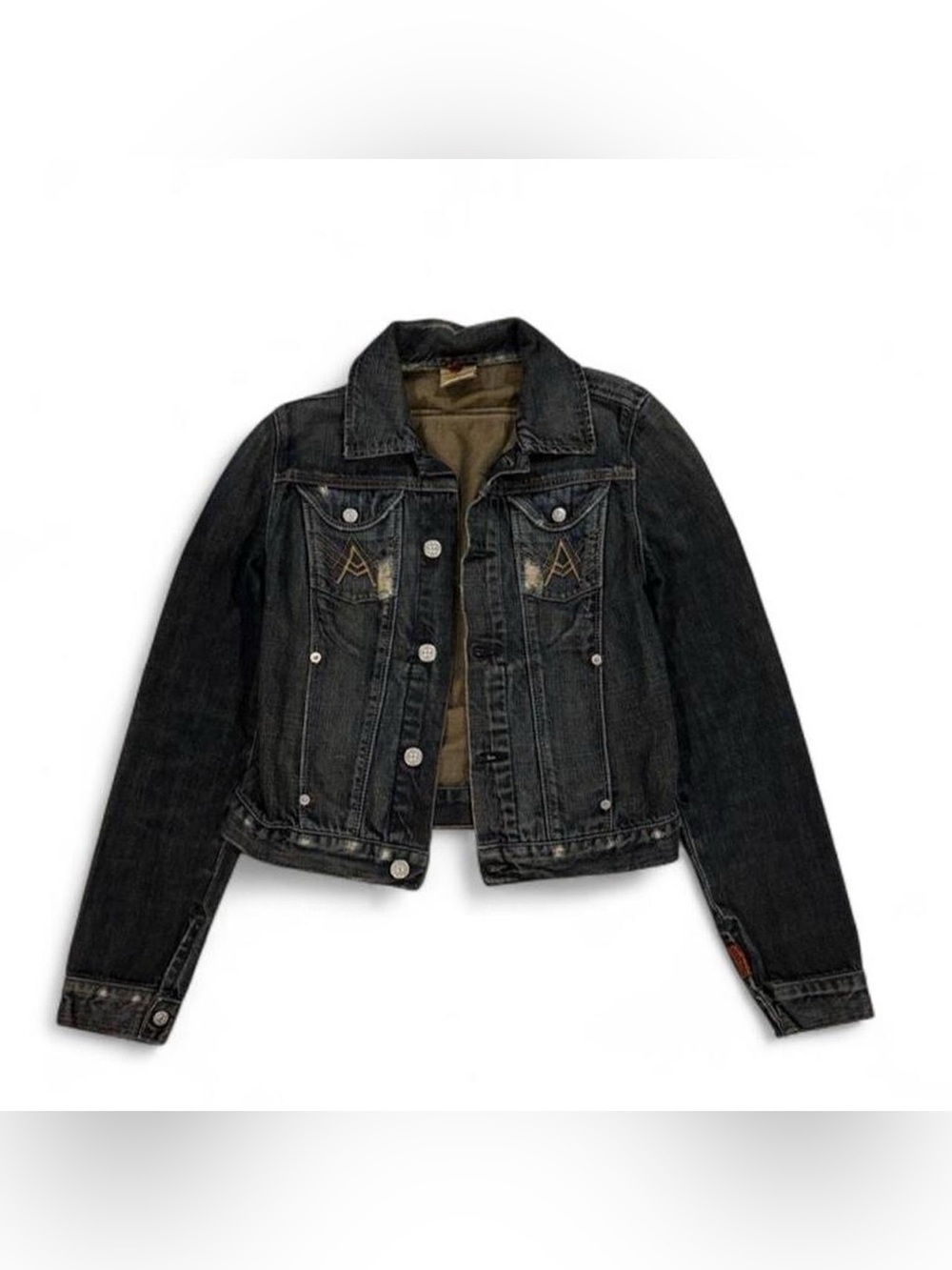 Y2K 7 Seven For All Mankind Jeans Denim A Pocket Jacket in Dark Dirty Wash